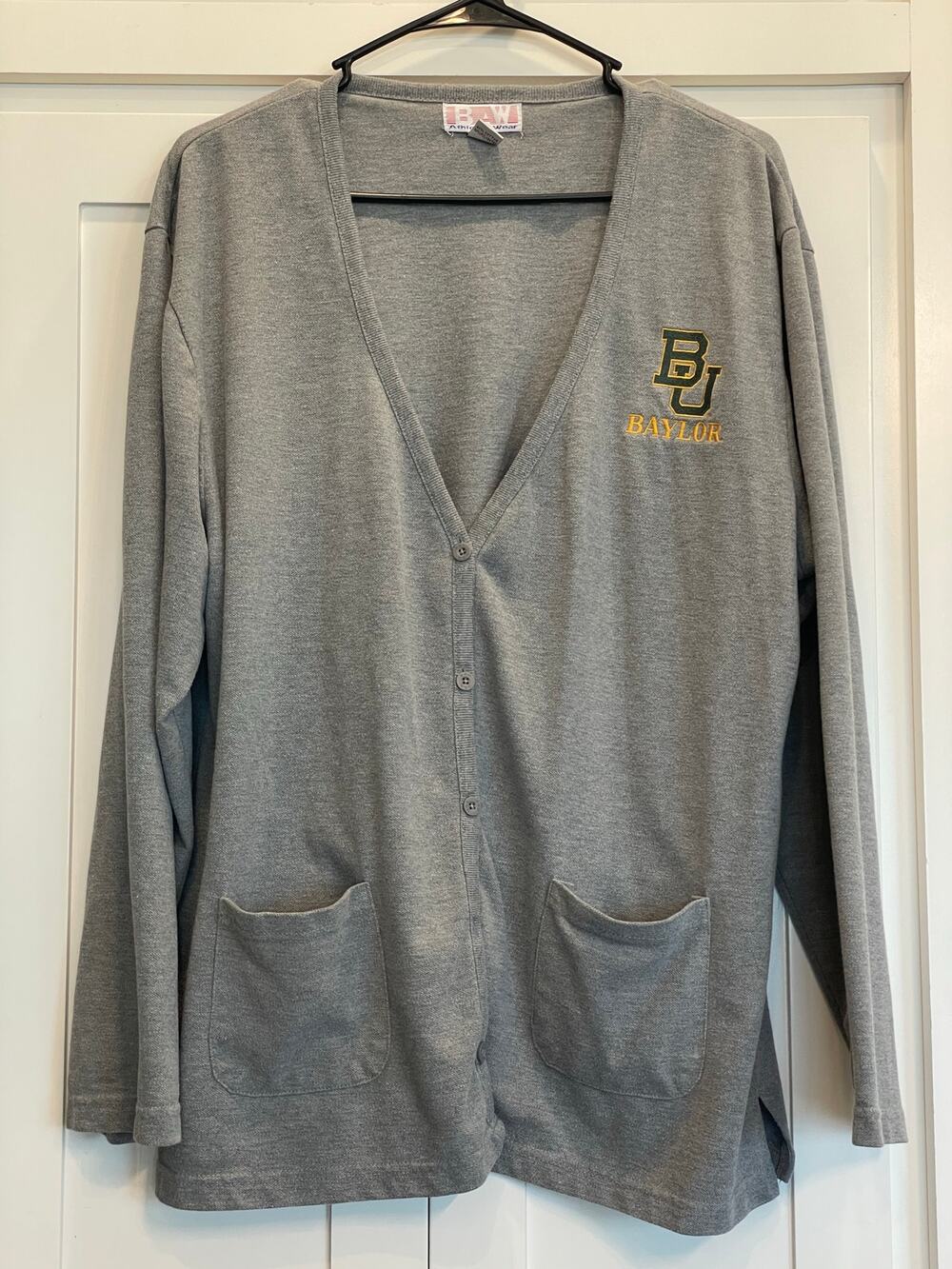 B.A.W Athletic Wear Baylor University gray cardigan Baylor Bears XL